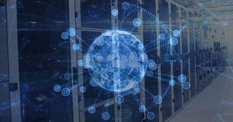 Holographic Globe with Network Nodes in Data Center