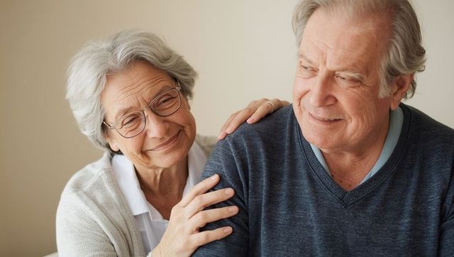 Senior Couple Sharing Tender Smiles HighlightingCompanionship