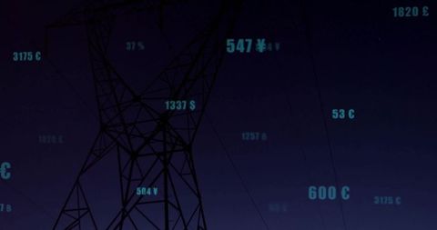 High Voltage Power Tower with Digital Currency Rates