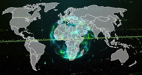 Glowing Digital Earth with Data and Network Connections