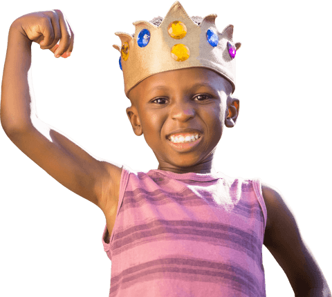 Joyful Child Wearing Crown Flexing on Transparent Background - Download Free Stock Videos Pikwizard.com
