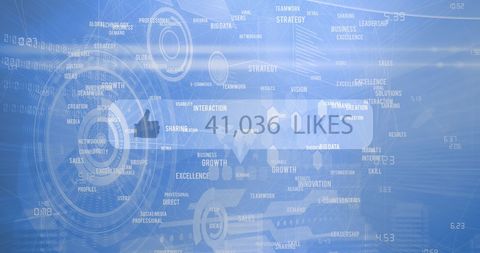 Digital Technology Concept with Business Keywords and Likes Overlay - Download Free Stock Images Pikwizard.com