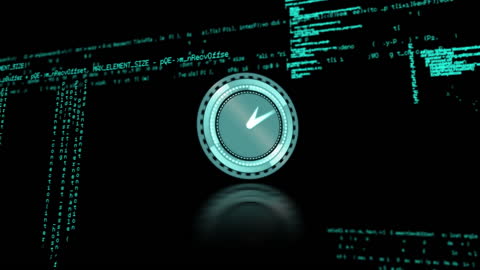 Digital Clock Animation Over Data Processing Background