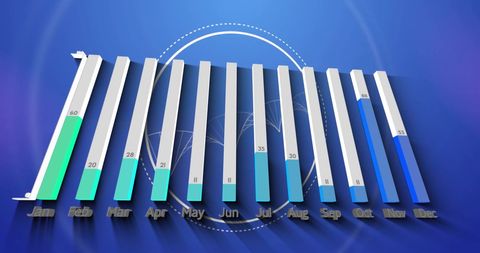 Digital Bar Chart Data Visualization on Blue Background - Download Free Stock Images Pikwizard.com