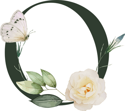 Transparent Green Wreath with White Rose and Butterfly