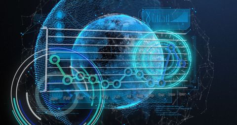 Global Data Processing with Digital Technology Overlay - Download Free Stock Images Pikwizard.com