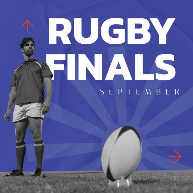 Rugby Finals Promotion with Rugby Player and September Date - Download Free Stock Templates Pikwizard.com