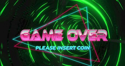 Game over message in neon tunnel
