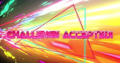 Energetic Challenge Accepted Text with Neon Colors - Download Free Stock Images Pikwizard.com