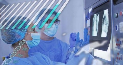 Medical Professionals Analyzing X-rays with Data Visualization