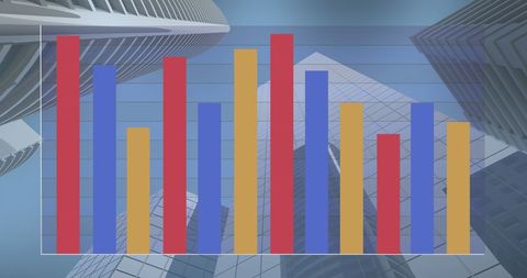 Dynamic Bar Graph Overlaid on Modern Cityscape - Download Free Stock Images Pikwizard.com