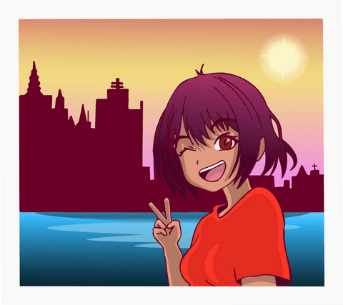cheerful anime girl winking with peace sign on transparent background - Download Free Stock Videos Pikwizard.com