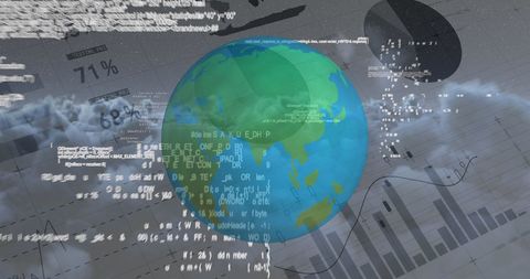 Global Data Analytics Background with Spinning Globe and Charts - Download Free Stock Images Pikwizard.com