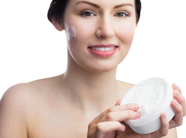 Woman with Clear Skin Applying Cream from Jar in Studio - Download Free Stock Videos Pikwizard.com