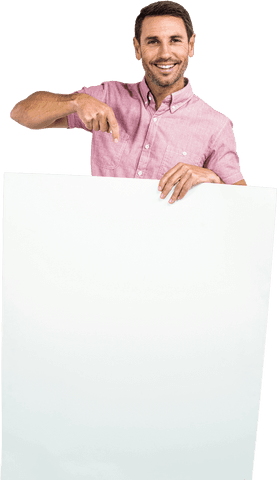 Smiling Man Pointing at Blank Transparent Sheet Full of Potential - Download Free Stock Videos Pikwizard.com
