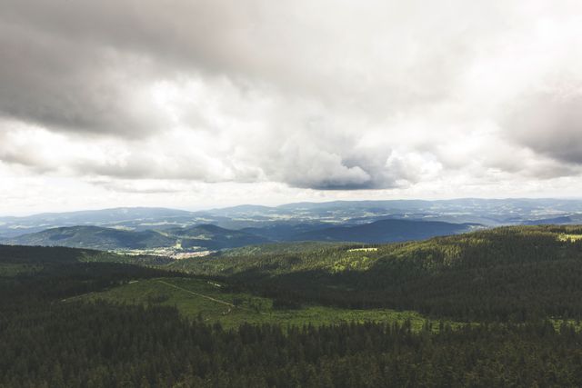 Overcast Sky Above Lush Green Mountain Landscape - Download Free Stock Images Pikwizard.com