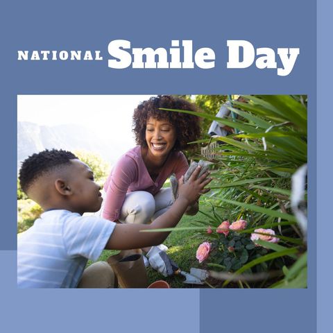 Joyful African American Mother and Son Smiling in Garden