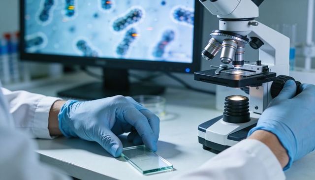 Preparing Microscope Slide for Cellular Analysis in Laboratory with Digital Imaging
