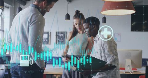 Diverse Team Discussing Business Growth Digital Analytics