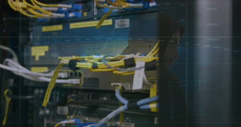 Cybersecurity Concept with Digital Network and Hacker Overlay