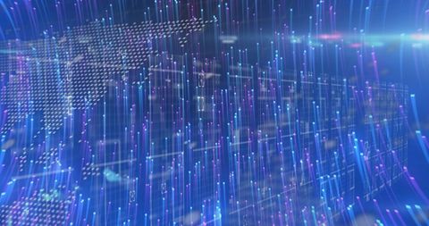 Dynamic Data Overlay on Global Map in Abstract Matrix - Download Free Stock Images Pikwizard.com