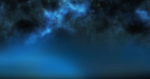 Vivid blue night sky with spectral swirls