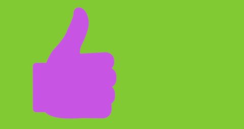 Pink thumbs up hand symbol on bright green background
