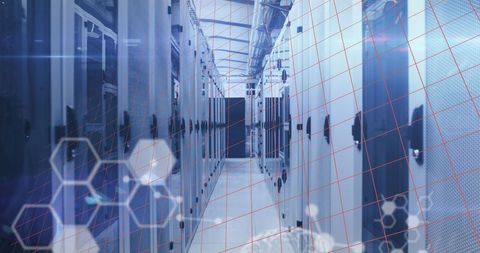 Advanced Data Analytics in Modern Server Room with Digital Interface - Download Free Stock Images Pikwizard.com