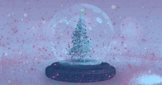 Snow Globe with Christmas Tree and Falling Snowflakes - Download Free Stock Images Pikwizard.com