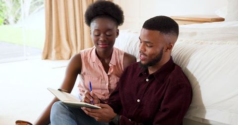 Couple collaborating on ideas together