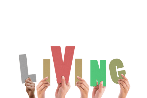 Diverse Hands Holding Living Typography on Transparent Background