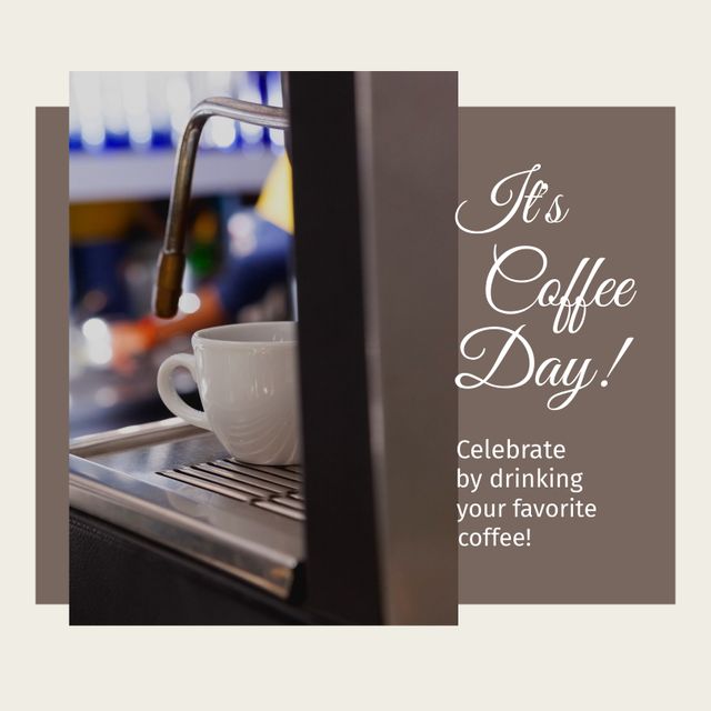 Image of its coffee day over coffee machine and cup - Download Free Stock Videos Pikwizard.com