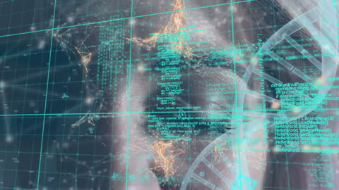 Futuristic DNA and Data Interface with Female Face