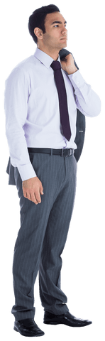 Businessman Standing with Jacket Over Shoulder, Transparent Background