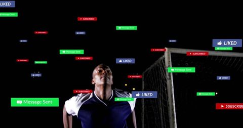 Active Athlete with Digital Notifications Under Night Sky