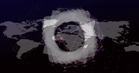 Global Connections Network with Icon Overlay