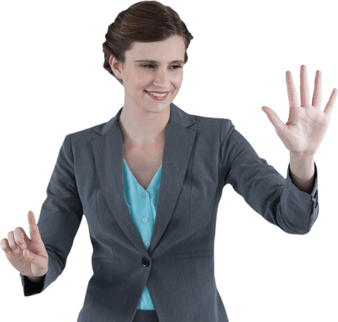 transparent businesswoman using virtual screen interface - Download Free Stock Videos Pikwizard.com