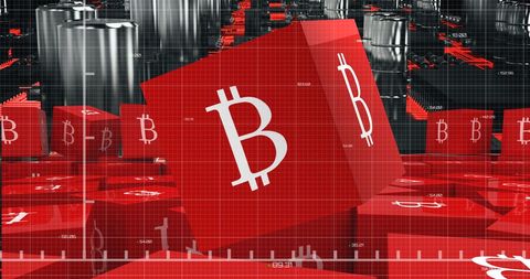 Bitcoin Cryptocurrency Cubes on Digital Circuit Background - Download Free Stock Images Pikwizard.com