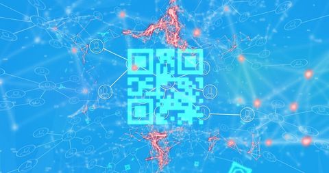 Digital Network with QR Code Blockchain Concept - Download Free Stock Images Pikwizard.com