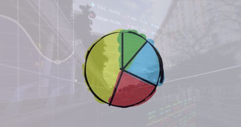 Colorful Pie Chart Overlapping Urban Cityscape - Download Free Stock Images Pikwizard.com