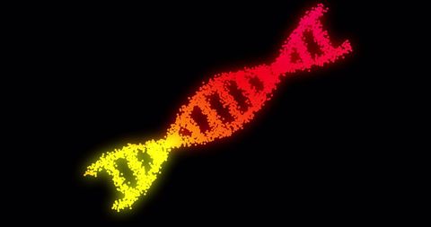 Colorful Digital DNA Strand on Black Background