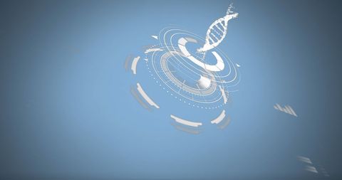 Futuristic DNA and Data Visualization in Blue Hue