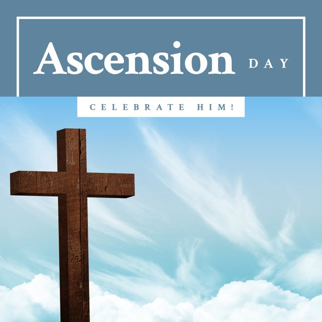 Ascension Day Celebration with Wooden Cross Against Blue Sky - Download Free Stock Templates Pikwizard.com