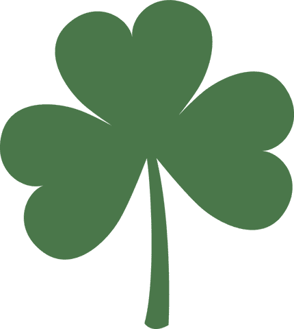 Green four-leaf clover icon on transparent background
