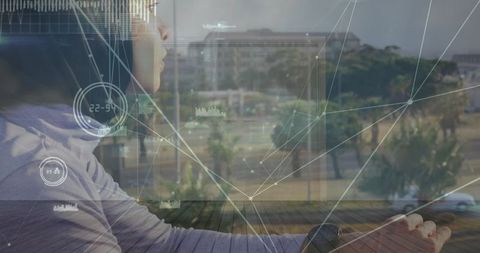 Futuristic Technology Concept with Woman Viewing Digital Data Overlay