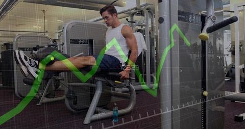 Determined Athlete on Leg Extension Machine with Growth Overlay