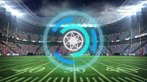 Futuristic Digital Interface on Football Field