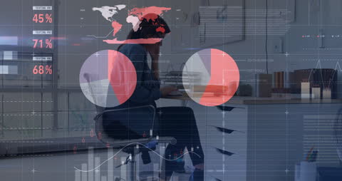 Data Processing Animation Over Athlete in Gym Ambiance