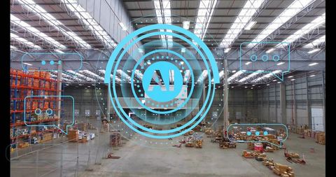 Ai overlay transforming warehouse operations with smart logistics, inventory tracking