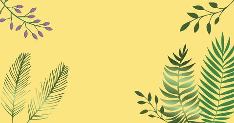 Tropical Leaves on Bold Yellow Background for Creative Designs